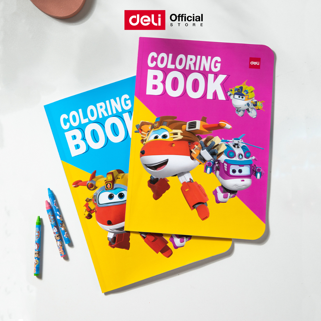 หนังสือภาพวาด Deli สมุดระบายสีเด็ก ลาย super wings A4 ฝึกพัฒนาการเด็ก ซุปเปอร์วิงส์ เครื่องเขียน สมุดวาดภาพ คละสี 1 เล่ม