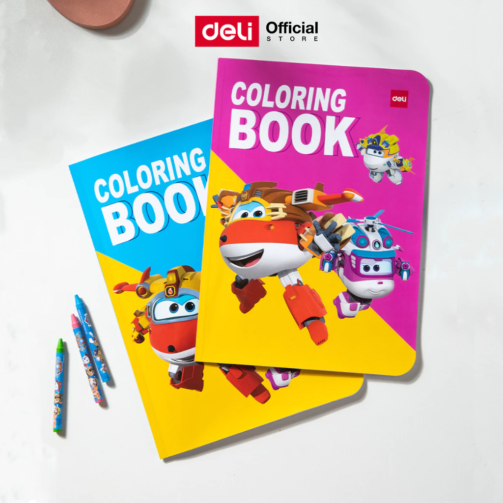 หนังสือภาพวาด Deli สมุดระบายสีเด็ก ลาย super wings A4 ฝึกพัฒนาการเด็ก ซุปเปอร์วิงส์ เครื่องเขียน สมุดวาดภาพ คละสี 1 เล่ม