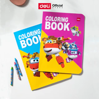 หนังสือภาพวาด Deli สมุดระบายสีเด็ก ลาย super wings A4 ฝึกพัฒนาการเด็ก ซุปเปอร์วิงส์ เครื่องเขียน สมุดวาดภาพ คละสี 1 เล่ม