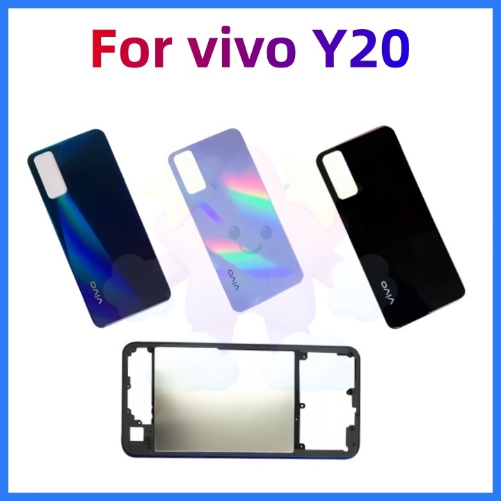 ฝาครอบด้านหลังสำหรับ Vivo Y20 Y20i Y12A Y12S ตัวเรือนด้านหลังกรอบกลาง
