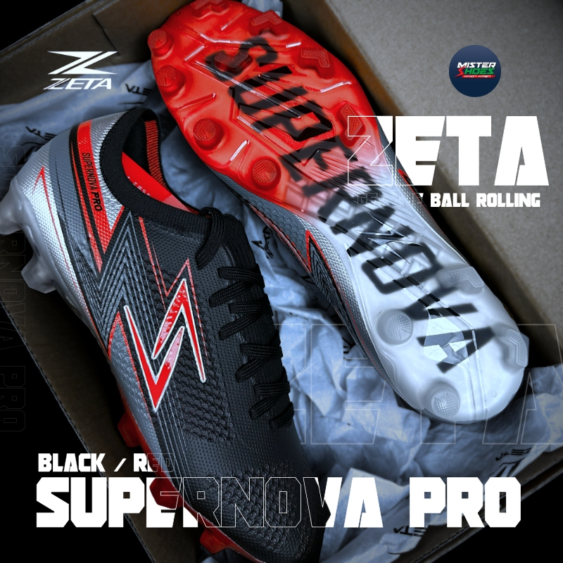 ZETA รองเท้าสตั๊ด ( รุ่น SUPERNOVA PRO ) UPPER ทำจากผ้าทอ flykni  สวมใส่สบาย มีไซส์ 38-44