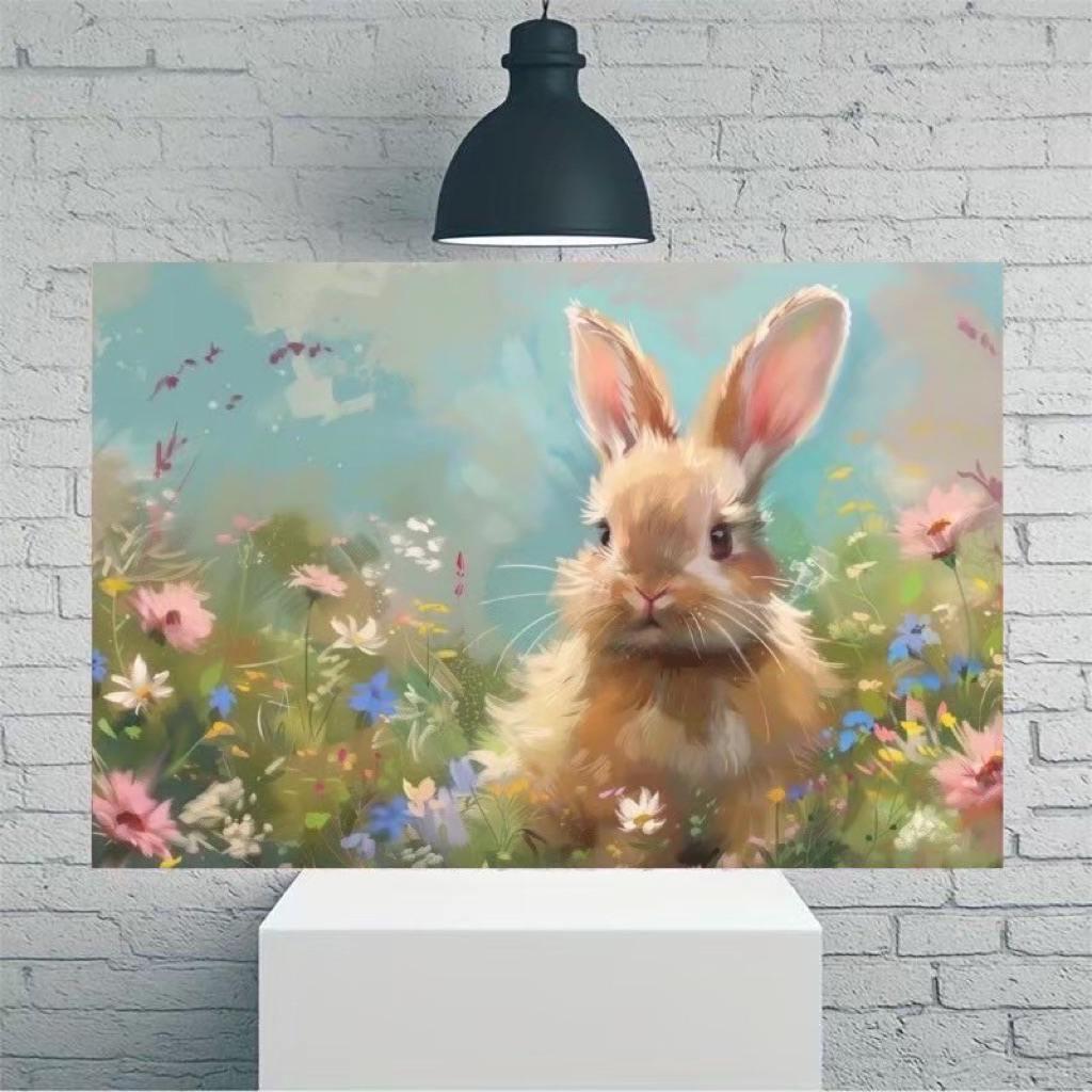Rabbit V6-ภาพกระต่าย แต่งบ้าน แขวนผนัง ภาพพิมพ์แคนวาสพร้อมกรอบลอย
