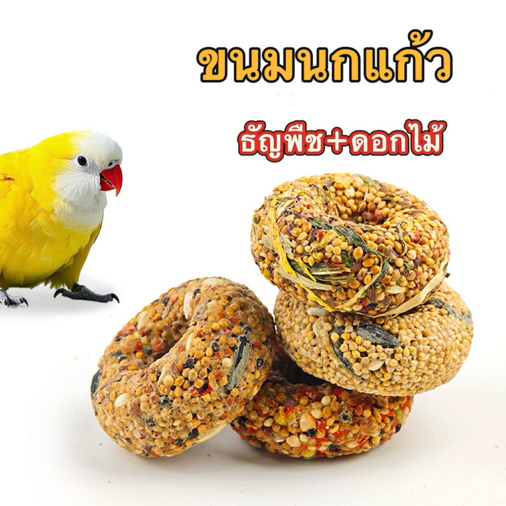 S-6 ขนมนกแก้ว ธัญพืช+ดอกไม้ ขนมนก ธัญพืช ผลไม้ ถั่ว ฟอพัส เลิฟเบิร์ด ค็อกคาเทล