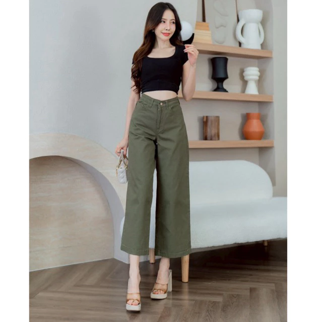 กางเกงทรงขากระบอก Cotton ผ้ายืด ยาว 35 นิ้ว