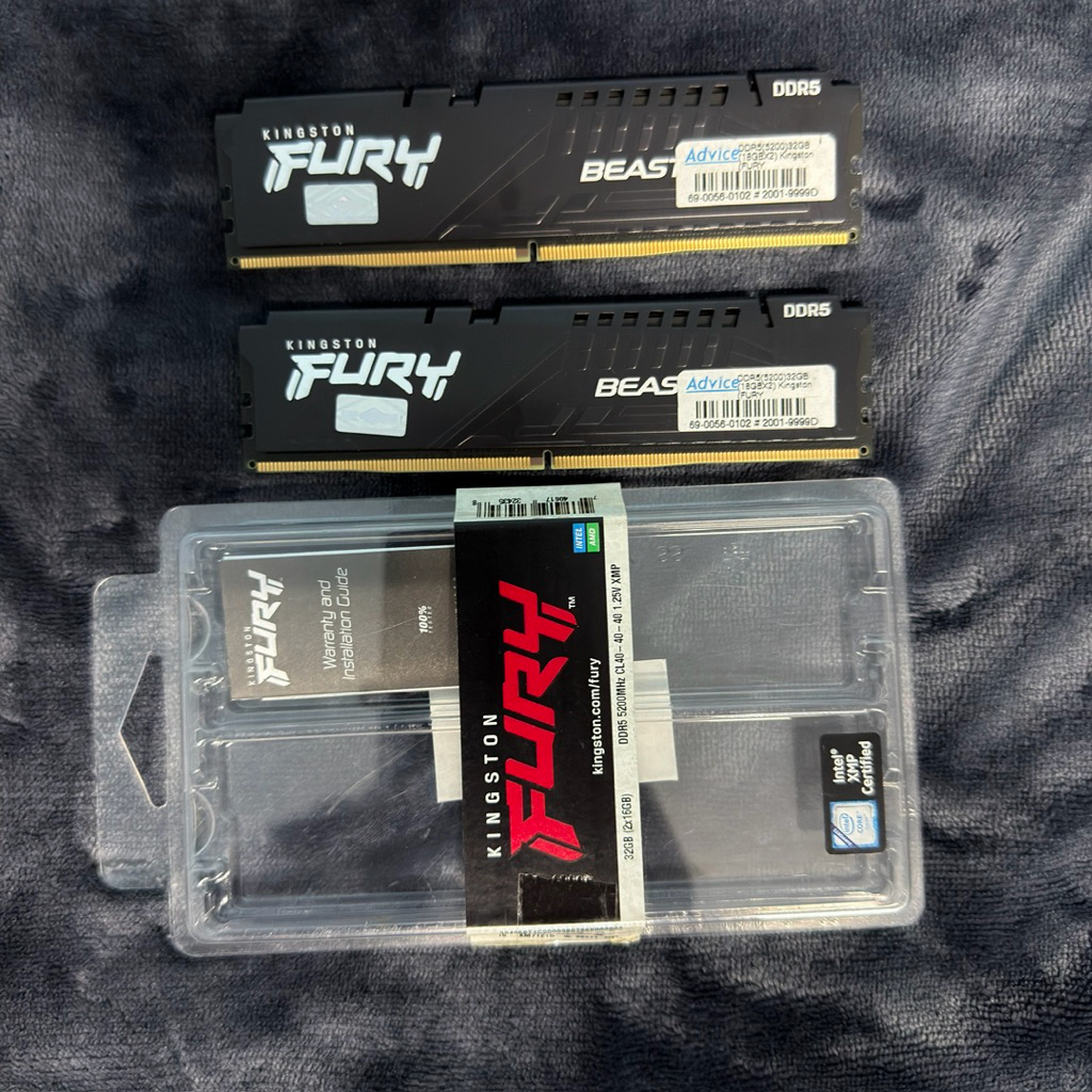 KINGSTON FURY BEAST DDR5 (BLACK) 32GB (16GBx2) DDR5 5200MHz (KF552C40BBK2-32) RAM (หน่วยความจำ) แรม 