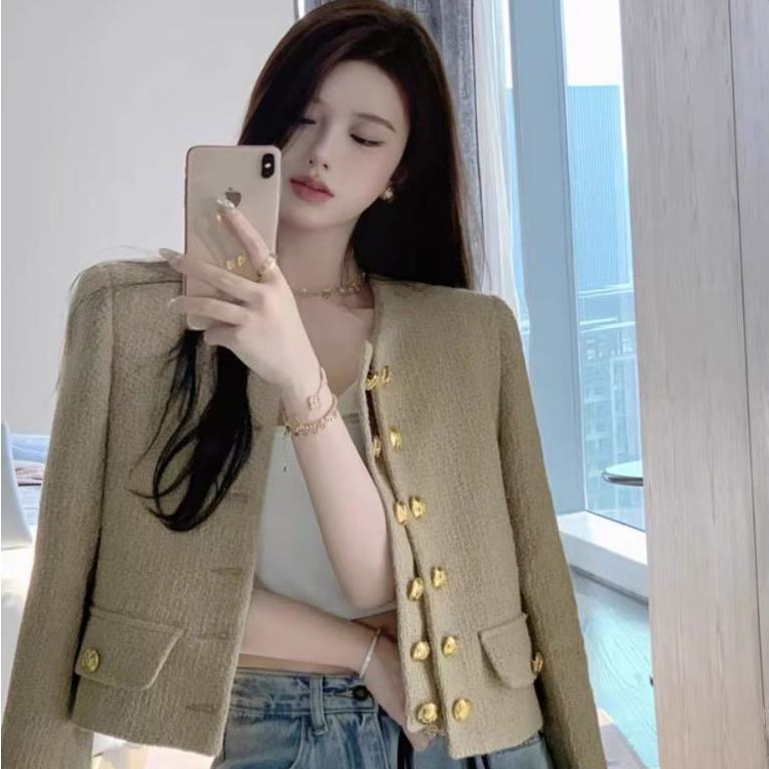 foryou beige พร้อมส่ง แขนยาว คาร์ดิแกน แจ็คเก็ต ✨ใส่พรางต้นแขน รูปแบบอ่อนโยน ความสะดวกสบาย blazer cuaaaaa