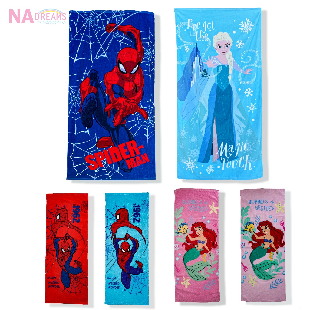 ผ้าขนหนู เนื้อ Cotton 100% ลาย Disney/Marvel ลิขสิทธิ์แท้ 100% ขนาดใหญ่ 70x140 และ เล็ก 34x88 เซนติเมตร