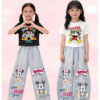 BB177 ชุดเด็กผู้หญิง  เสื้อยืด + กางเกงยีนส์ขายาว ลายมิกกี้–…