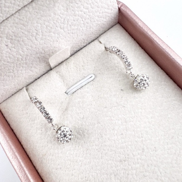 Huggies Hoop Earrings with Pave Crystal Ball Drop