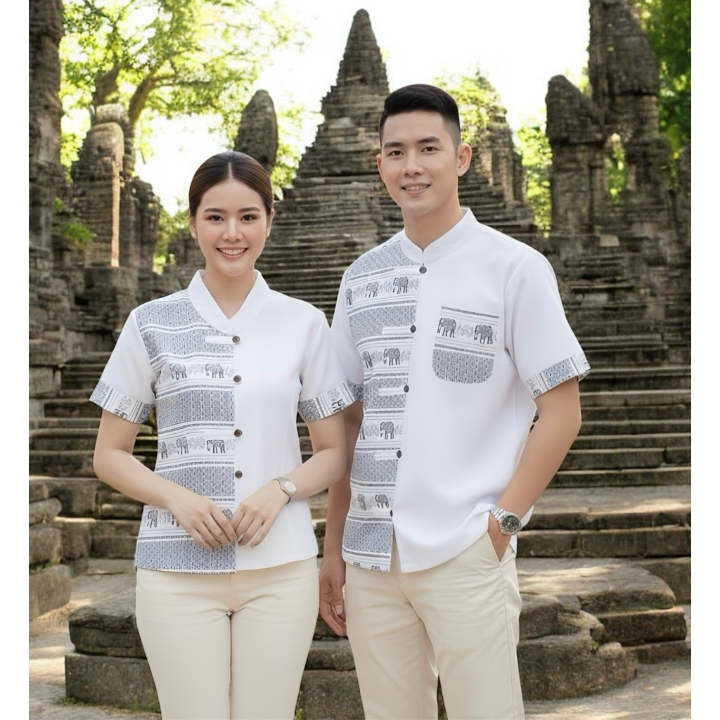 เสื้อพื้นเมืองทูโทนลายช้าง ช/ญ