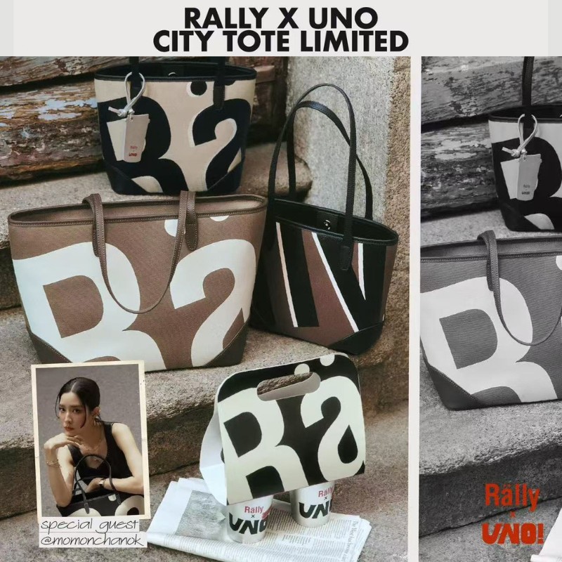 Rally x UNO Mini City Tote 💯กระเป๋า official กระเป๋าผ้า （ของแท้ 100 %）🔥ลายโลโก้✅