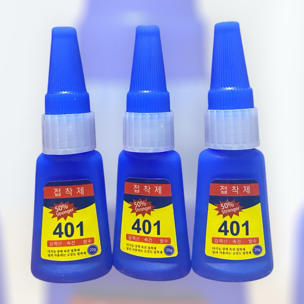 กาว 401 ติดเล็บปลอม ขนาด 20g ติดแน่น แห้งไว เนื้อเจลน้ําไม่ต้องอบ