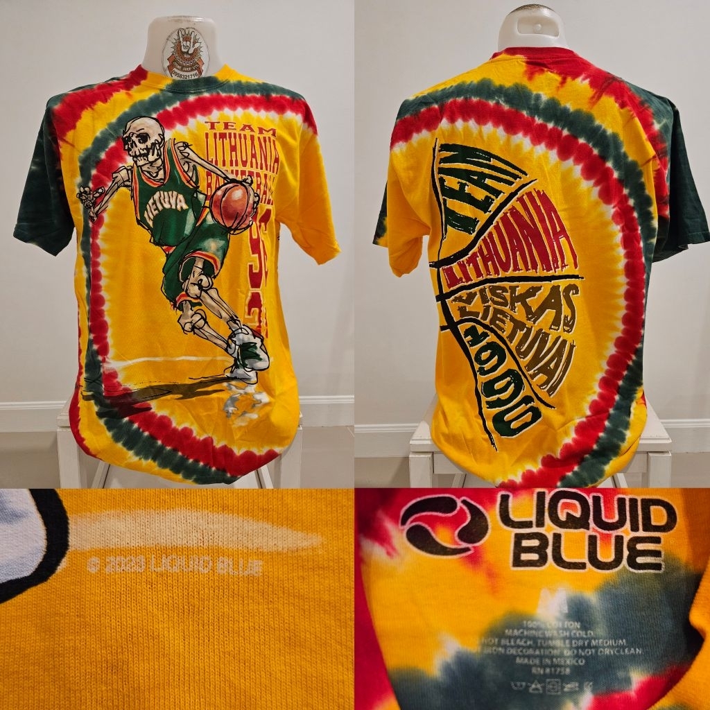 🌍Liquid blue Grateful Dead Lithuania' Basketball  OVP Vintage เสื้อมัดย้อม งานลิขสิทธิ์แท้นำเข้าUS สินค้ามือ1 🌏