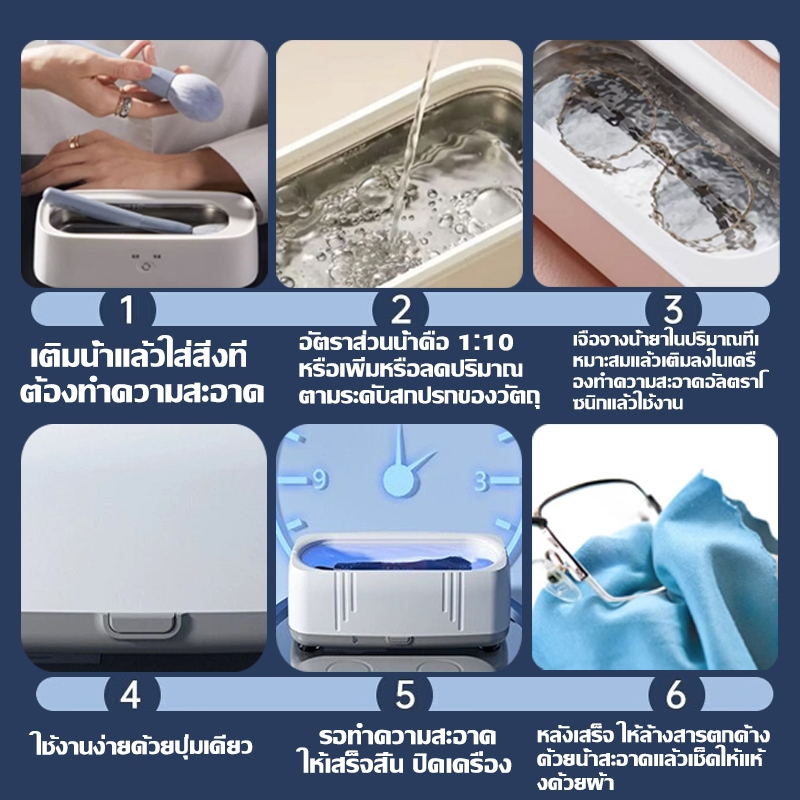 เสี่ยวหมี่ แว่นตาทําความสะอาด 360 องศาเลนส์ทําความสะอาด เพิ่มความสว่างดวงตาของคุณสามนาทีอัลตราโซนิกเครื่องซักผ้าสําหรับเ - รูปที่ 5