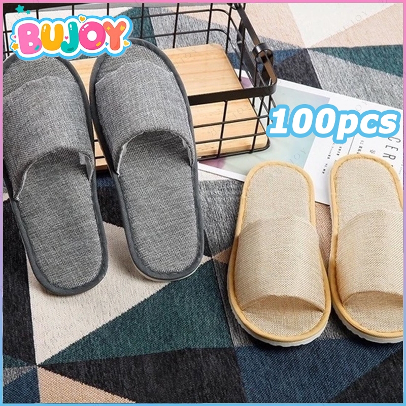 (100คู่) รองเท้า Slipper รองเท้าใส่ในบ้าน รองเท้าโรงแรม ใช้แล้วทิ้ง (อย่างหนา) รองเท้าแตะโรงแรม
