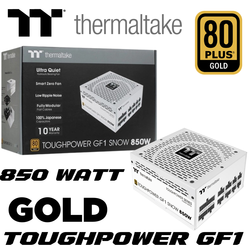 POWER SUPPLY (อุปกรณ์จ่ายไฟ) THERMALTAKE TOUGHPOWER GF1 850W SNOW - 850W 80 PLUS GOLD (WHITE)