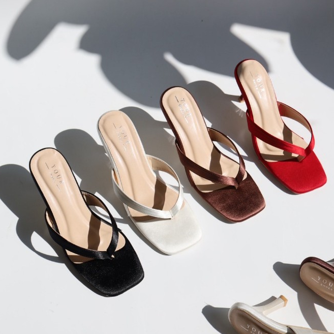 YOURSHOES B25 / รองเท้าส้นสูง 3นิ้ว รองเท้าหูคีบ รองเท้าผู้หญิง