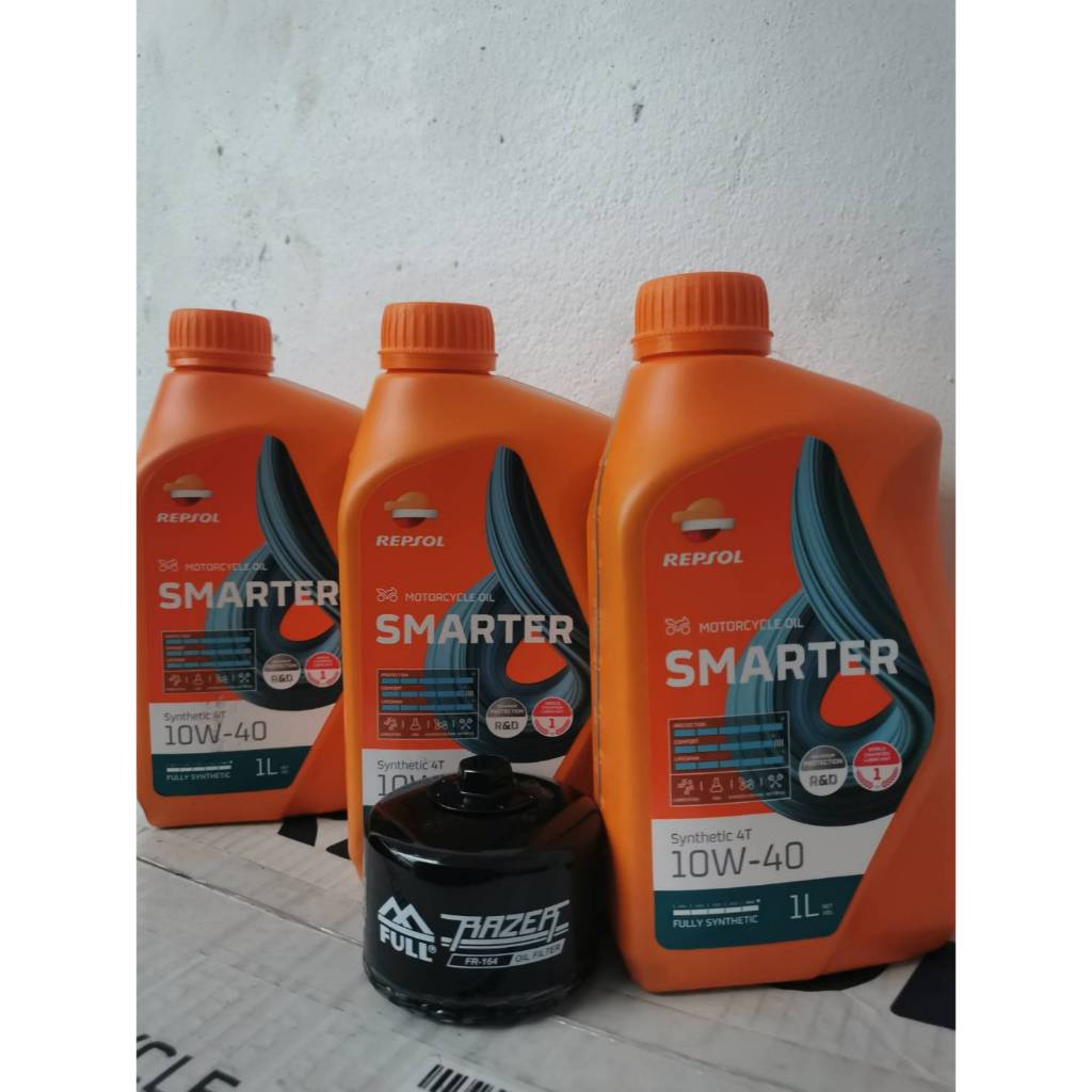 ชุดถ่ายน้ำมันเครื่องREPSOL SYNTHETIC100%10W40  3 ลิตรฟรี FR-164 สำหรับ BMW F700GS F750GS F850GS F900