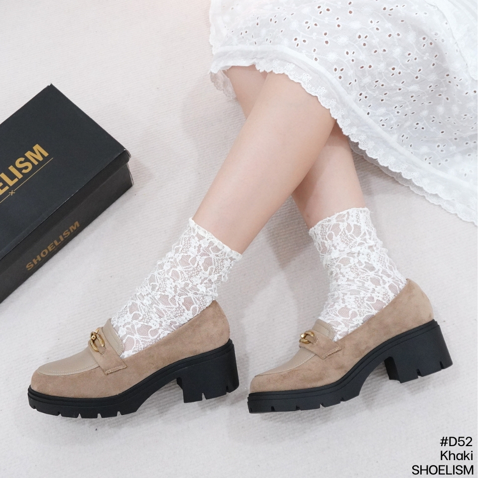 D52 ลด 1 ไซส์ #Loafers สไตล์มินิมอลเกาหลี! ทรงสวย หัวมนไม่บีบเท้า โดดเด่นด้วอะไหล่สีทองสุดชิค  SHOELISM