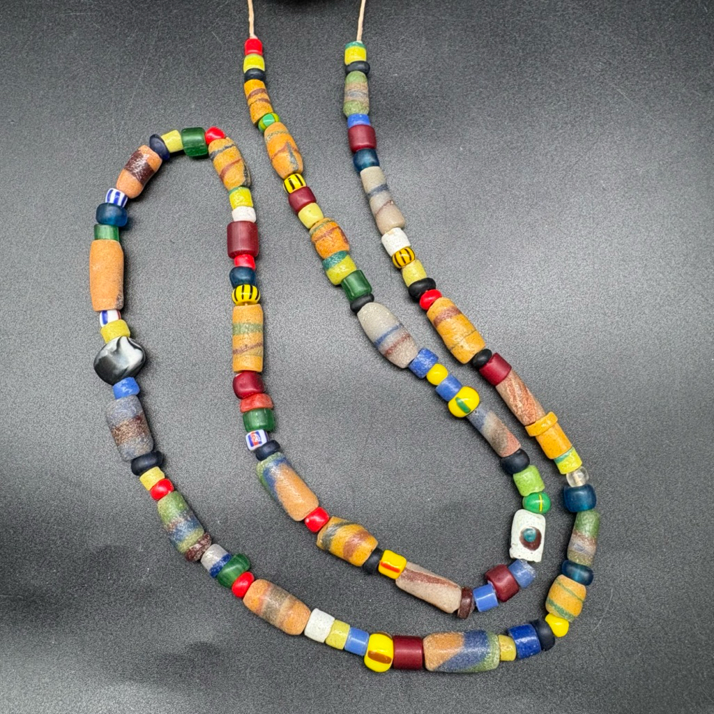 African sandcast mixed glass beads from Nepal for jewelry making