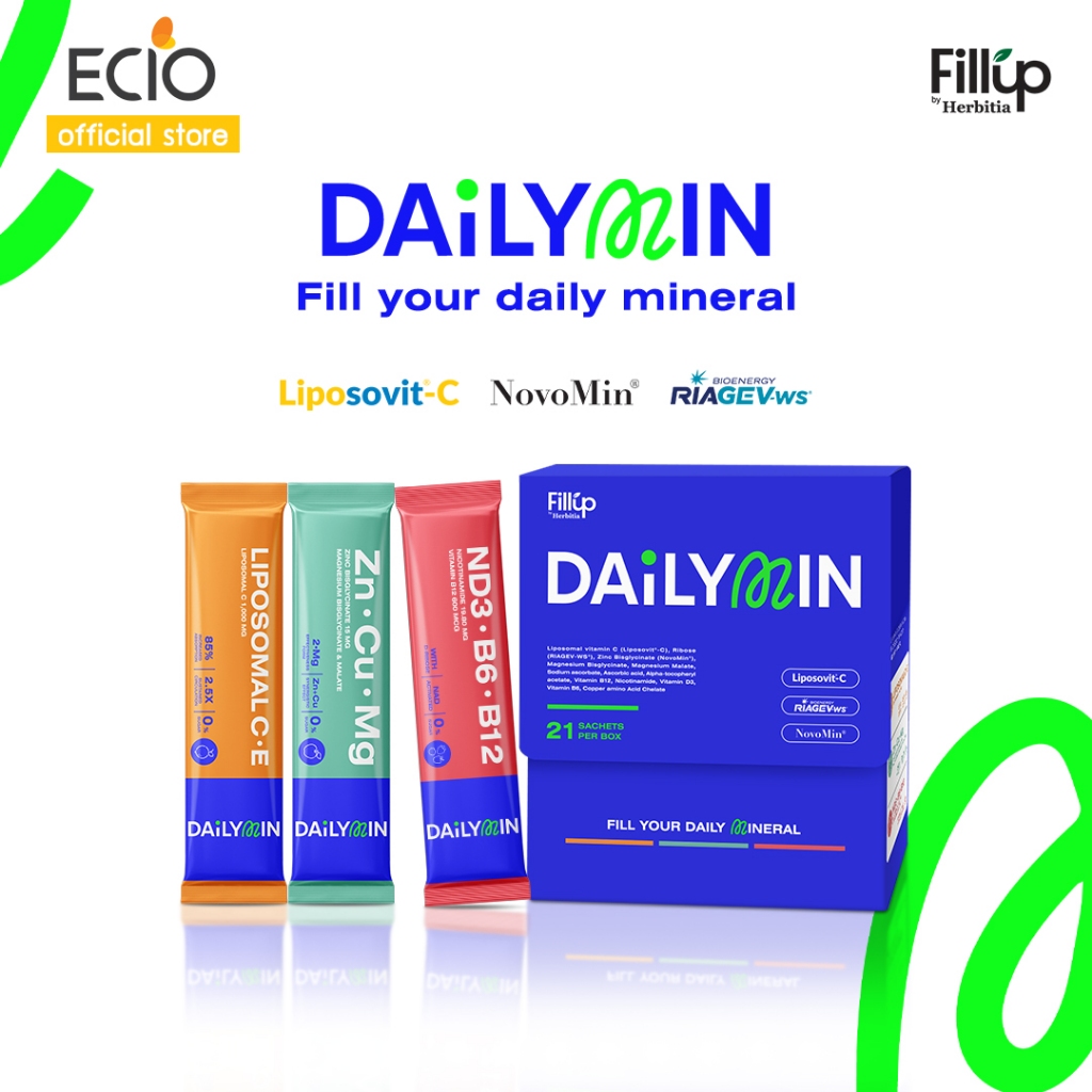 DAiLYMIN LiposomalC•E l Zn•Cu•Mg l ND3•B6•B12 "DAiLY MINERAL" 21 Sachets - เดลี่มิน แร่ธาตุจำเป็นครบโดส