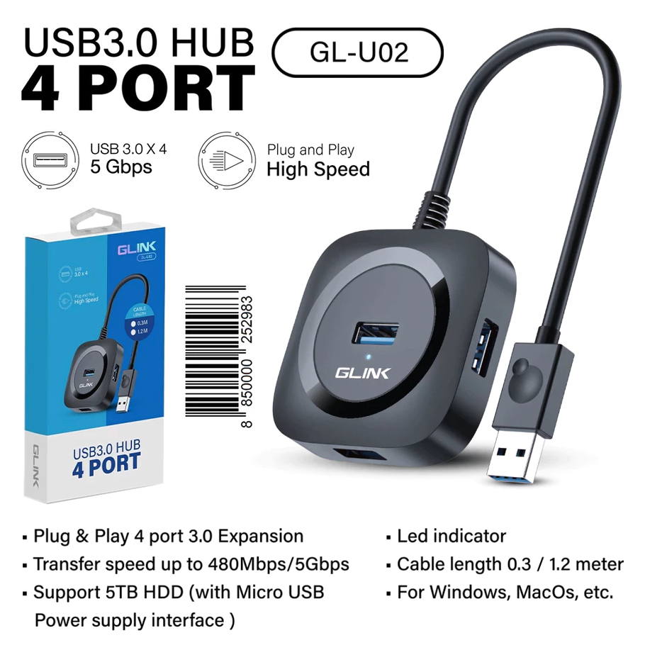 Glink GL-U02 USB 3.0 HUB 4 PORT สายยาว 1.2 เมตร