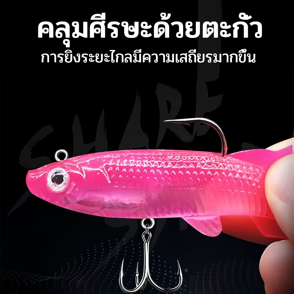 ชุดเหยื่อตกปลาปลอมพลาสติกแบบพกพา 5 ชิ้นสำหรับน้ำเค็มและน้ำจืด - รูปที่ 2