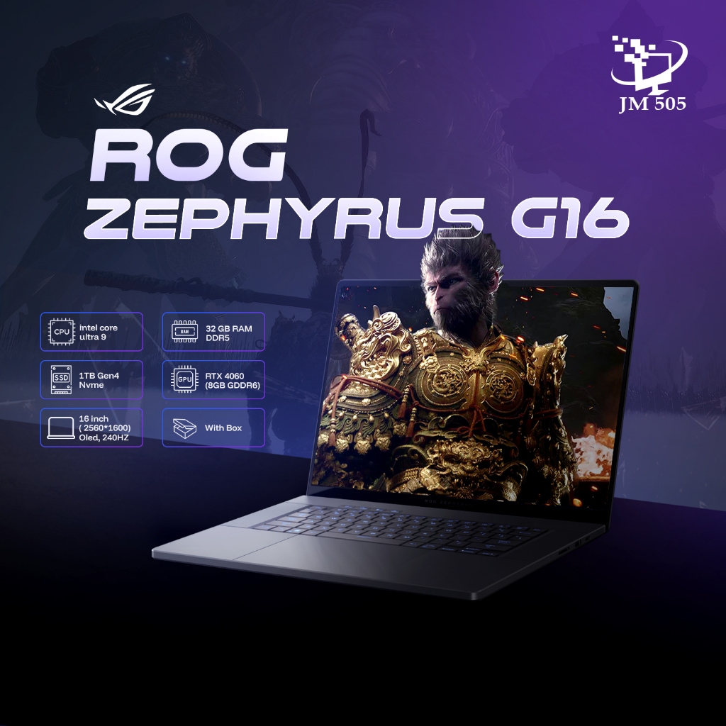 [2nd Hand] ASUS ROG Zephyrus G16 GU605M — Ultra 9 185H / 32GB / RTX 4060 8GB / 1TB / 16” 2.5K OLED 2