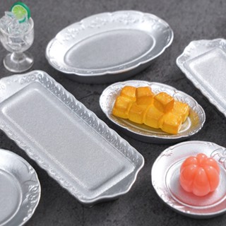 j667 จานสีเงินสไตล์ยุโรปสมัยโบราณเซตละ 10 ชิ้นของเล่นจิ๋วดีไ…