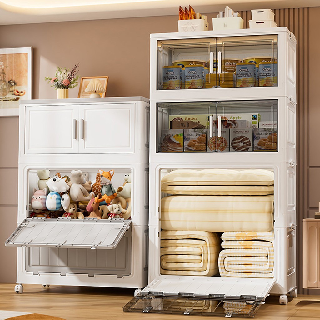 Living Pace กล่องพลาสติก กล่องเก็บของ กล่องเอนกประสงค์ เก็บของ กล่องเก็บของเล่น วางซ้อนกันได้ ป้องกั