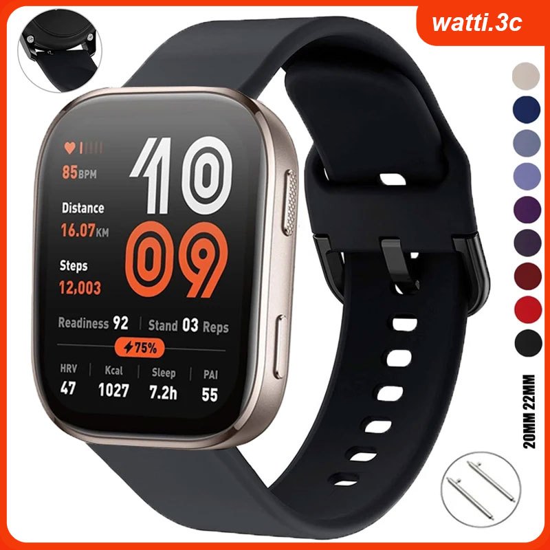 สายซิลิโคนสำหรับนาฬิกา Amazfit Bip 6 5 ขนาด 22 มม สำหรับ Amazfit GTS 4/3/2e/GTR/47mm/GTR4 3/PACE/Stratos
