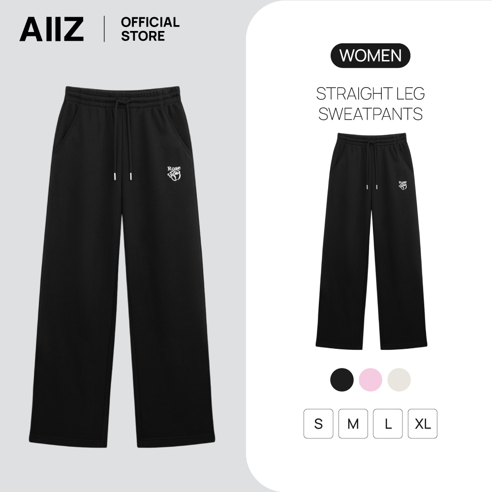 AIIZ กางเกงขายาวผู้หญิงทรงตรงผ้าสเวต