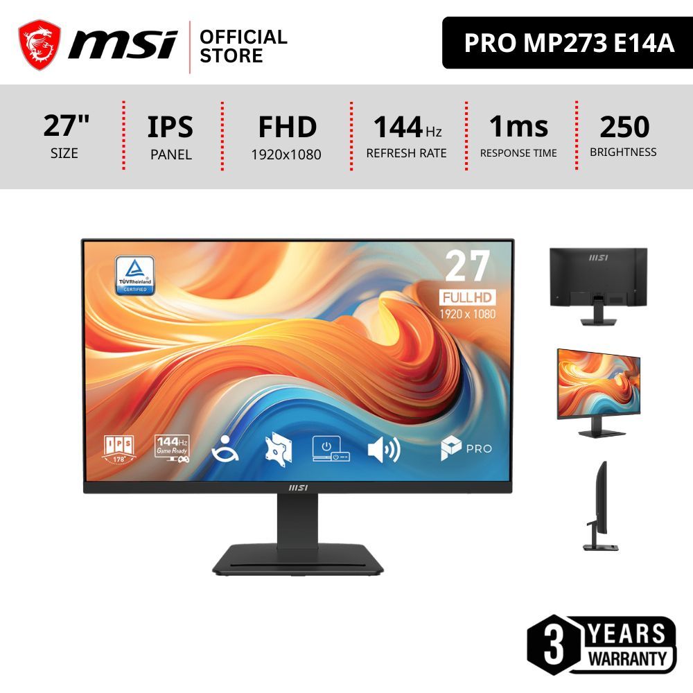 MSI PRO MP273 E14A / PRO MP273W E14A จอคอมพิวเตอร์ 27นิ้ว 1920 x 1080 (FHD) 27นิ้ว