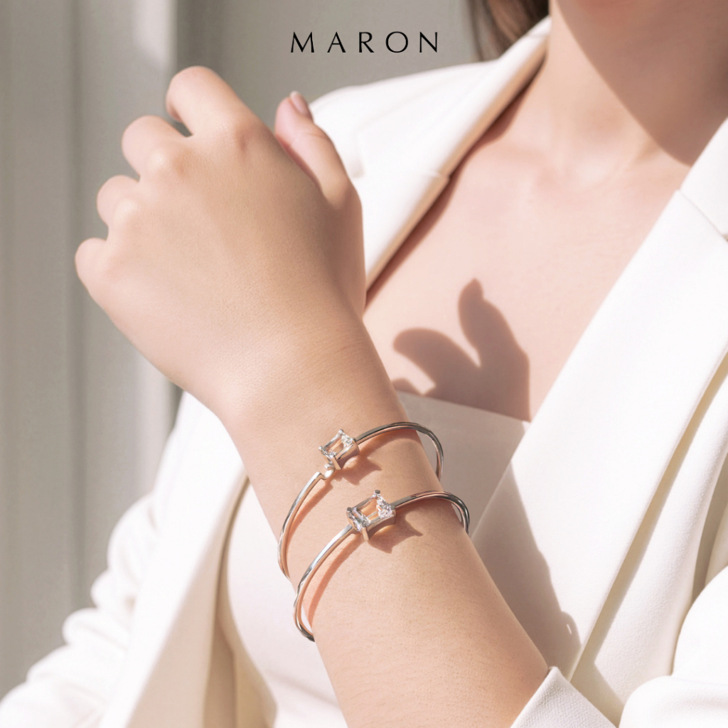 MARON سوار ثماني فضة 92.5 بحجر التوباز الأبيض الحقيقي — صورة 2
