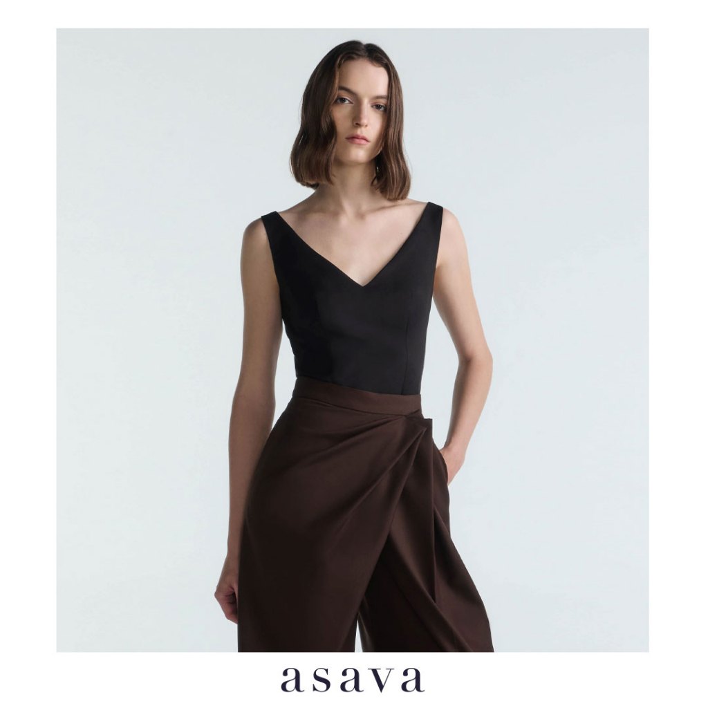 [asava aw25] Remi V-Neck Blouse เสื้อผู้หญิง แขนกุด คอวี ซิปและตะขอหลัง