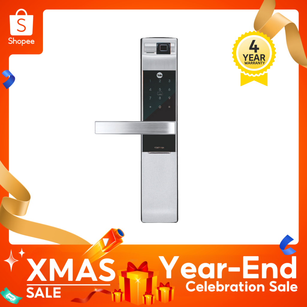 Yale YDM7116A-S (Silver) Digital Door Lock เยล หน้าจอสัมผัส (ชุดมือจับฝังในบาน)