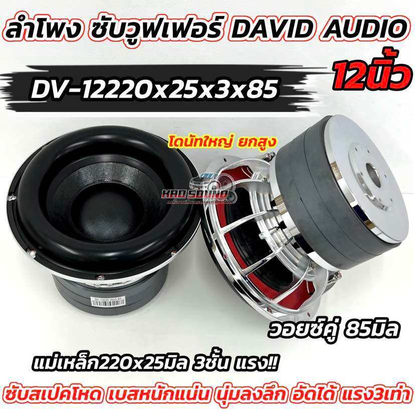 💥 จำนวน1ดอก 💥 ลำโพง ซับวูฟเฟอร์ DAVID AUDIO ลำโพงซับ12นิ้วDV-12220x25x3x85 แม่เหล็กใหญ่220x25x3ชั้น แรง3เท่า โครงหล่อชุป