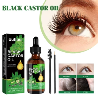 OUHOE น้ำมันละหุ่ง castor oil 100% น้ำมันละหุ่งดำ เซรั่มปลูกผมดก เร่งผมยาว ขนตายาว ขนตาหนา ใช้ได้ทั้งผม ขนตา คิ้ว