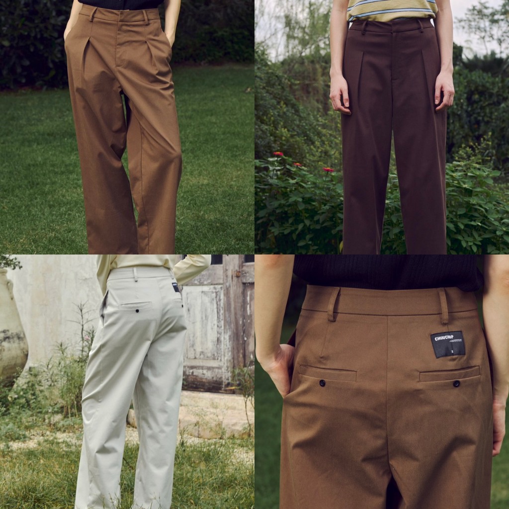 (พร้อมส่ง) CHUUCHOP - (XS-4XL) Tony pants กางเกงสแลคกระบอกตรง จีบหน้า ใส่ทำงานโทนสีสุภาพ (C8458)