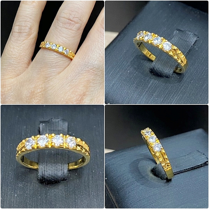 (2-1)แหวนแถวฝังหนามเตย เพชรczชุบทอง