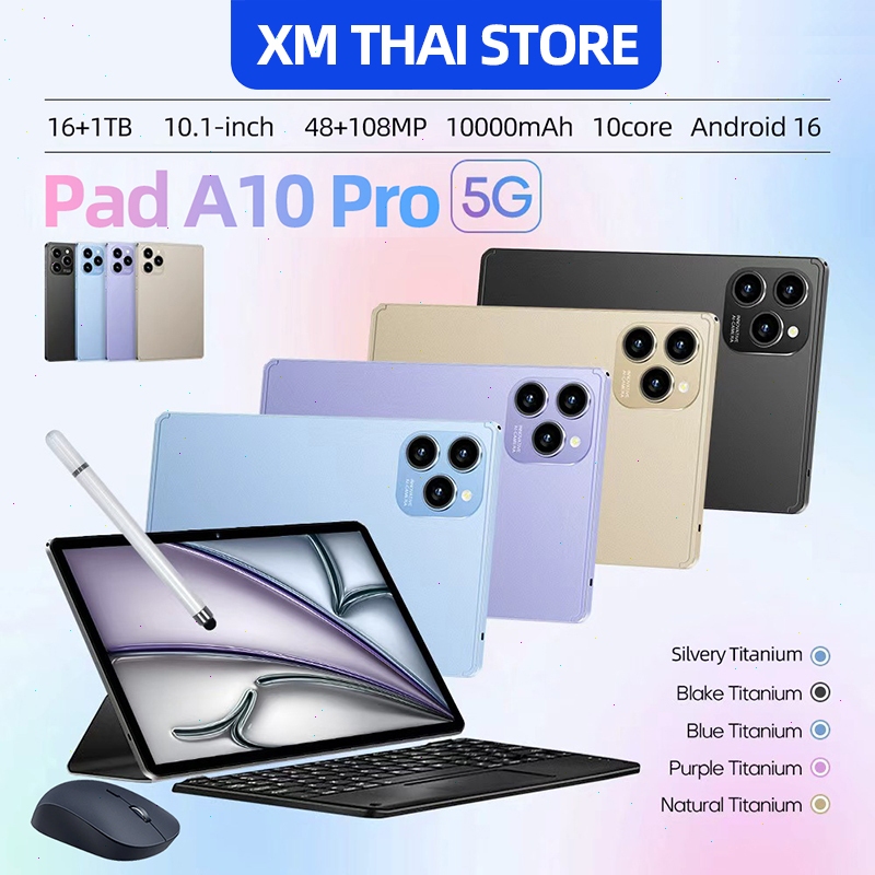 【ซื้อ 1 แถม 9】แท็บเล็ต  รองรับซิม+wifi 2025 5G แท็บเล็ต  10.1นิ้ว Android 16.0 16GB +1TB DualSIM รับประกัน 5 ปี Tablet