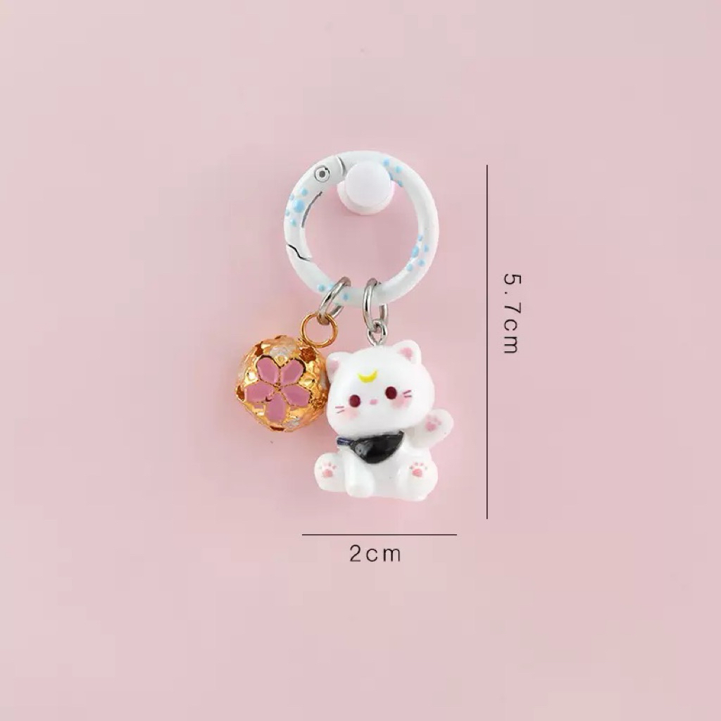 พวงกุญแจแมวกวักจันทร์เสี้ยว กระดิ่งนำโชค (Lucky Moon Cat Bell Keychain)พวงกุญแจนำโชค พวงกุญแจรูปแมว ที่ห้อยกระเป๋าน่ารัก - รูปที่ 3