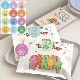 แพ็ค120ดวง สติกเกอร์ขอบคุณ ลายหน้ายิ้ม สติกเกอร์ติดแก้ว ติดกล่อง sticker H5