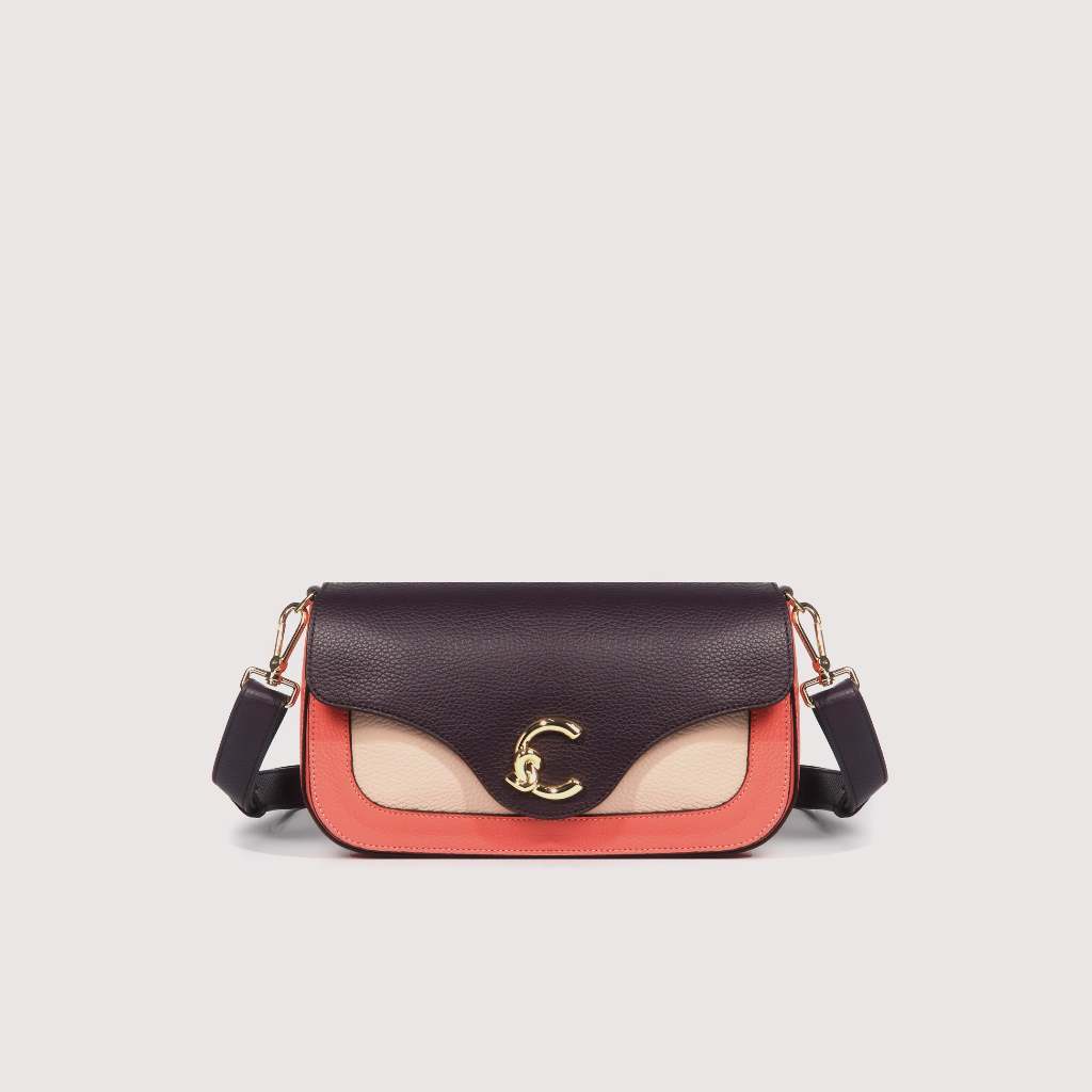 Coccinelle รุ่น C-Me Tricolor E1T1P120301729 กระเป๋าสะพายผู้หญิง สี PINK CLAY/PRUNE/ROSETTE ขนาด 26X