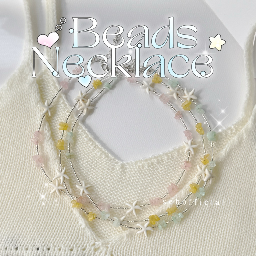 Sebofficial | Beads Necklace | สร้อยคอลูกปัด สร้อยหินใส่ไปทะเล สร้อยคอโซ่ไม้กางเขน อะไหล่สแตนเลส