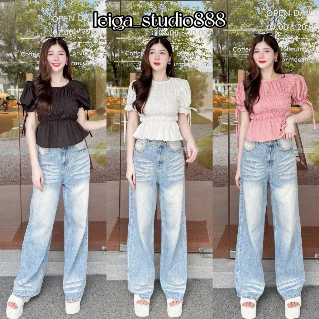 เสื้อแต่งสม็อค แขนตุ๊กตาแต่งโบว์ ทรงสวย ผ้าไหมอิตาลี ใส่สบาย LG013