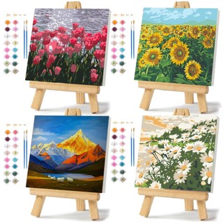 ระบายสีตามตัวเลข 20x20cm จิตรกรรม สีอะครีลิค ฝึกสมาธิ สนุกสนานไปกับงานศิลปะ DIY ของขวัญเด็ก