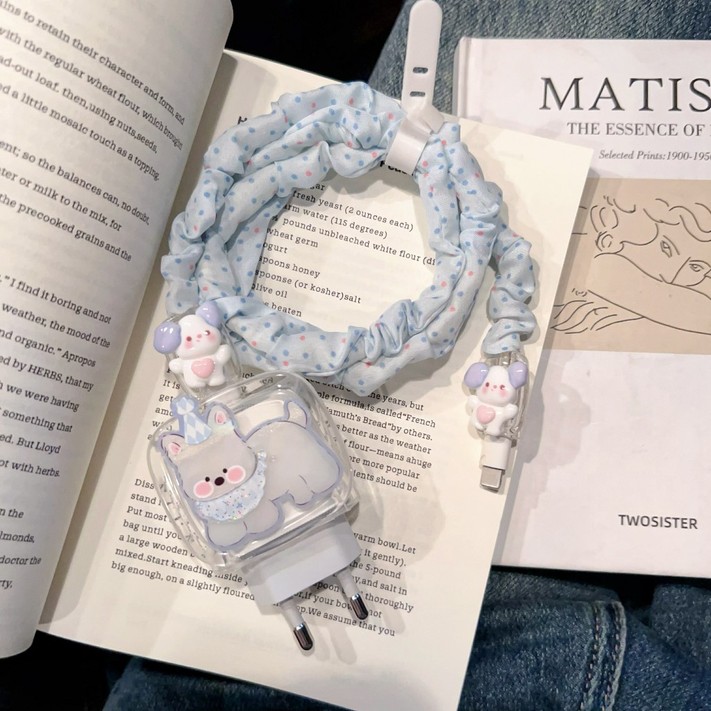 ชุดถนอมสายชาร์จ ลาย หมาใส ชุดตกเเต่งสายชาร์จ สำหรับ ไอโฟน 18w/20w/35w