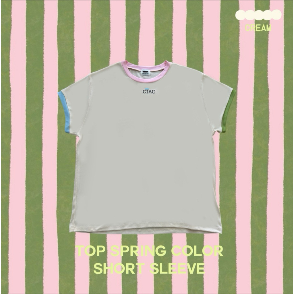 CIAO : TopSpring Color Short Sleeve (Cream)