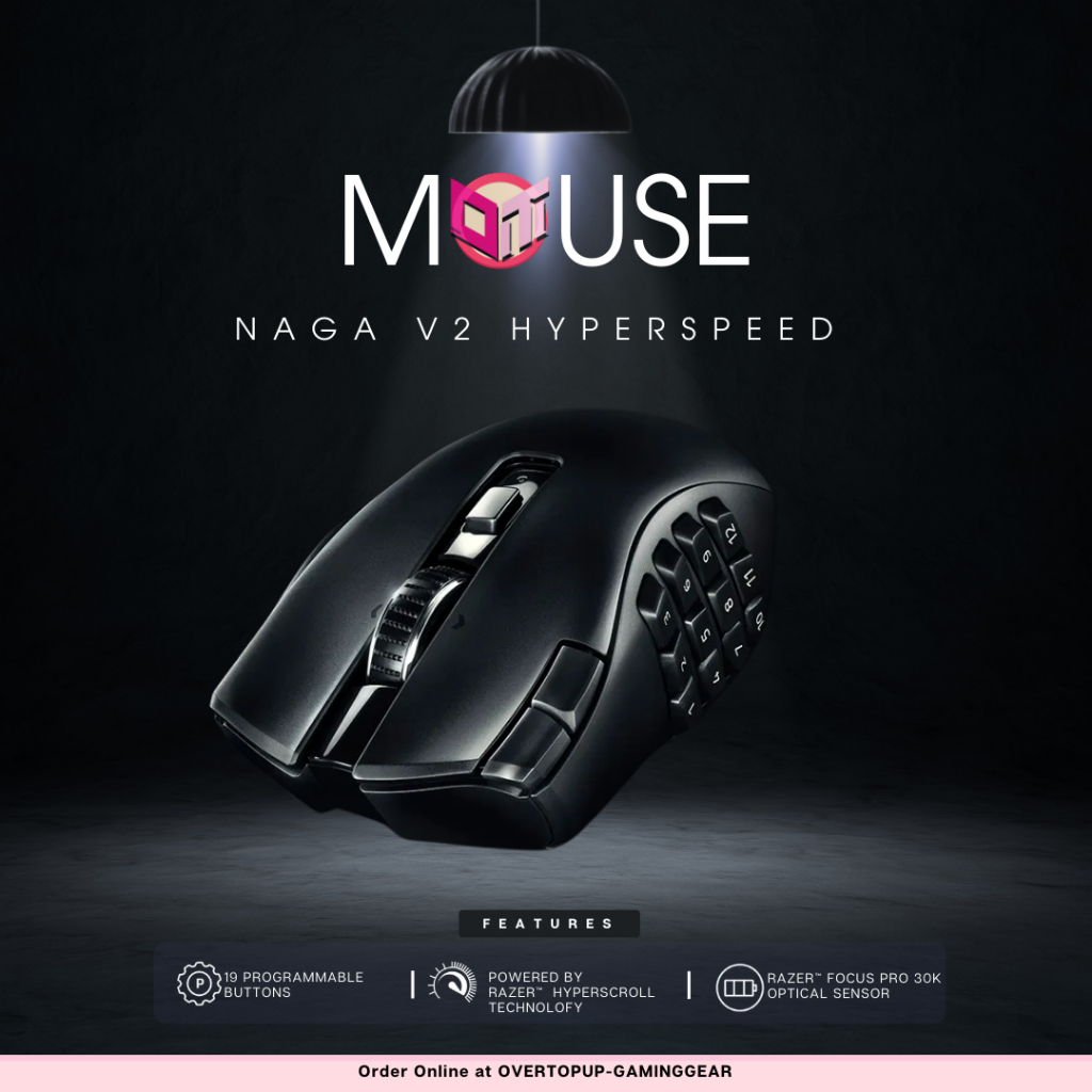 Razer Naga V2 HyperSpeed Wireless มี Dongle 19 ปุ่ม MMO RPG(เมาส์มาโคร)